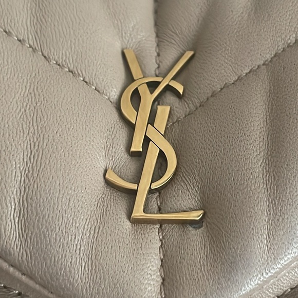 Yves Saint Laurent Lambskin Monogram Loulou Puffer Pouch Clutch Dark Beige - Picture 3 of 16